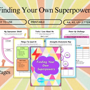 Finde deine eigenen Superkräfte Printable | Stärken-Journal für Kinder & Jugendliche | Selbstvertrauensbauer PDF | Wachstumsdenken | A4 A5 US Letter