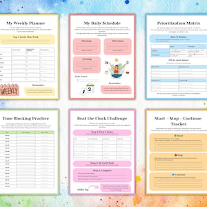 Time blocking planner pages for daily scheduling