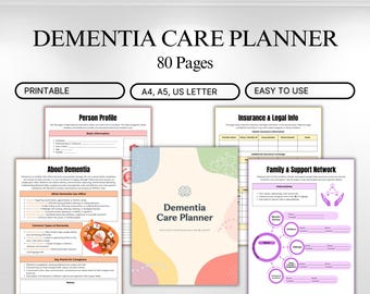 Dementia Care Planner | 80 Page Caregiver Planner | Alzheimer Care Binder | Memory Care Organizer | Nursing Home Care Sheet s| Senior Care
