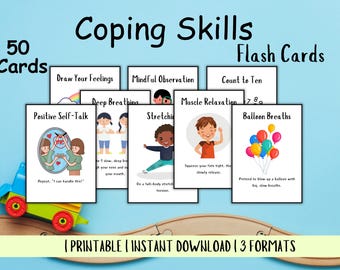 Coping Skills Flashcards for Kids, Calming Corner Cards Emotional Regulation Toolbox, Social Emotional Learning Feeling & Coping Strategies