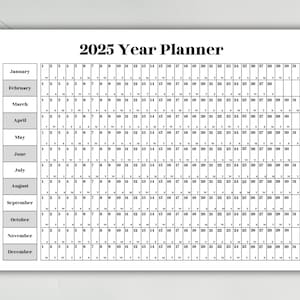 2025 Printable Yearly Planner | Digital Calendar Poster | Year at a Glance | Monthly & Yearly Planning | Instant Download