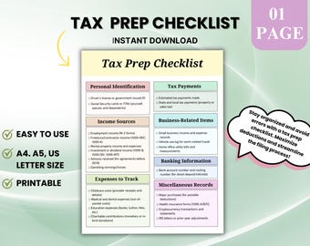 Lista de verificación de la declaración de impuestos, preparación de impuestos, deducciones fiscales, lista de verificación de preparación de impuestos, registro de impuestos, plantilla de declaración de impuestos, declaración de impuestos, plantilla de impuestos, lista de impuestos, declaración de impuestos