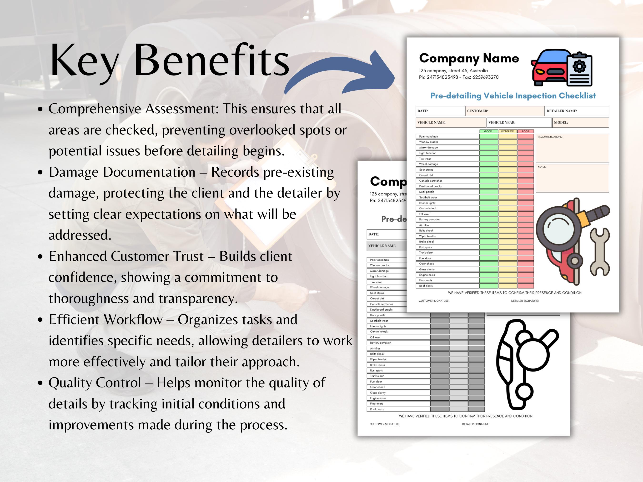 Pre-detailing SUV Inspection Checklist for Auto Detailers, Dealerships ...