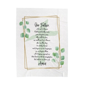 Our Father Plush Blanket | Christian Bible Verse Throw | Religious Decor | Spiritual Religious Gift | Prayer Blanket | Lord&#39;s Prayer
