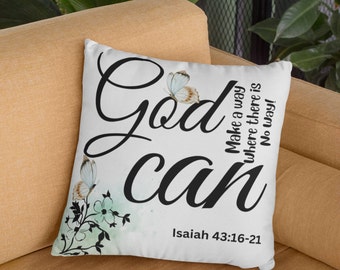 Throw Pillow - Inspirational Square Pillow - Bible Verse Pillow - Decorative Pillow - God Can Pillow - Soft Comfortable Pillow - Bible Verse