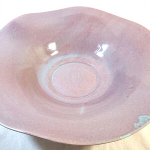 Vintage West Coast California Pottery Wavy Pink/Turquoise Centerpiece Bowl Item 610