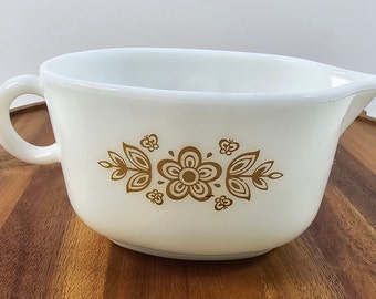 Vintage MCM PYREX Butterfly Gold Gravy Boat 77-B