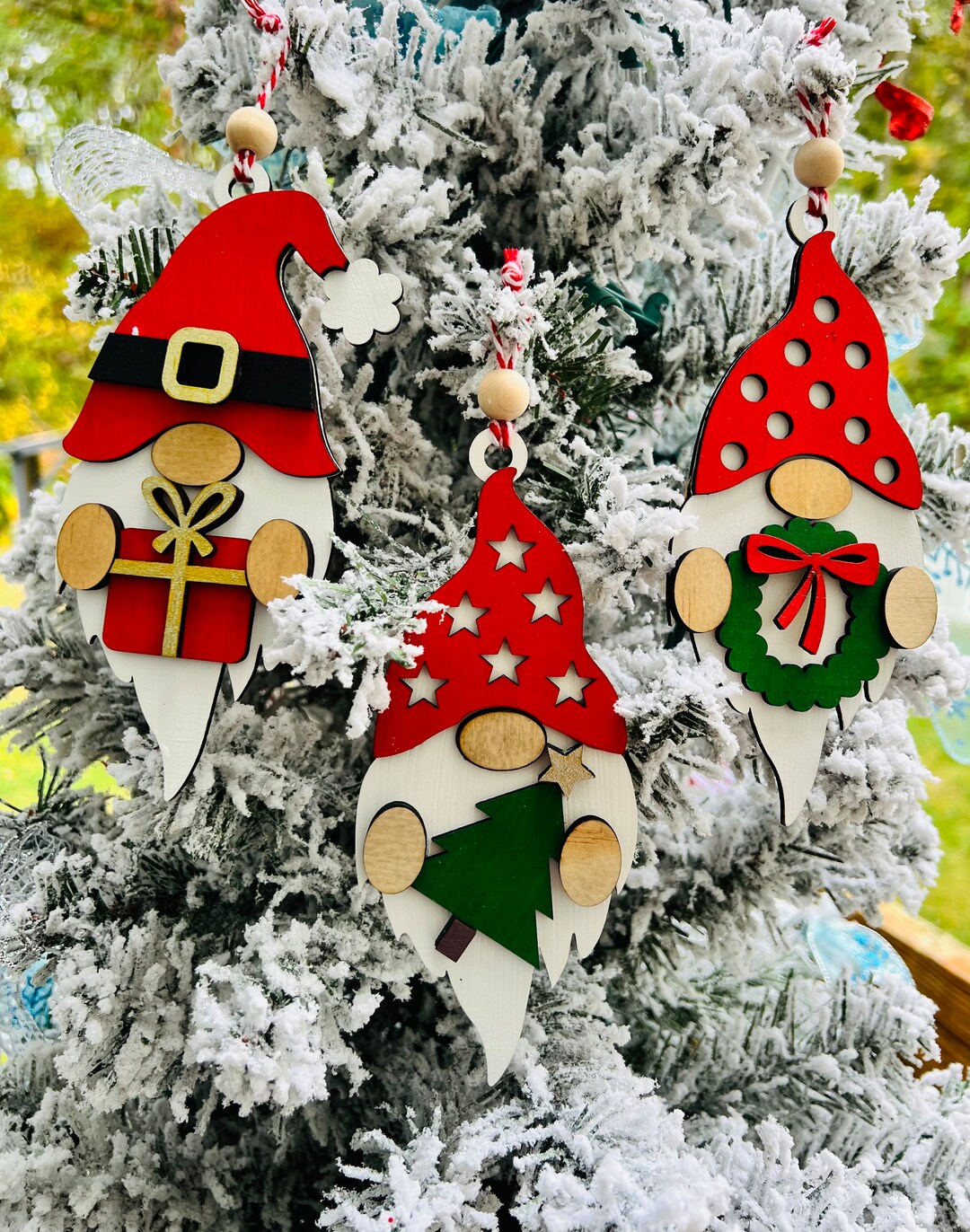 Gnome s Christmas Ornaments Set Wooden Gnome Gift Set Winter Gnomes Gnome s Christmas Ornaments Set Wooden Gnome Gift Set Winter Gnomes