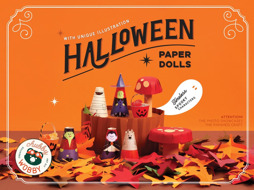 Halloween Printable Paper Doll Halloween Characters Paper Craft Kit DIY ...