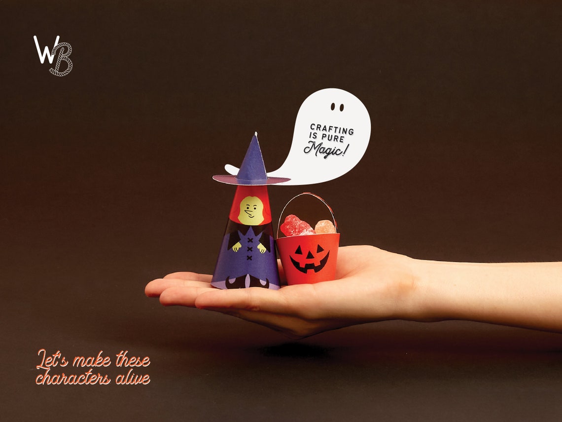 Halloween Printable Paper Doll Halloween Characters Paper Craft Kit DIY ...