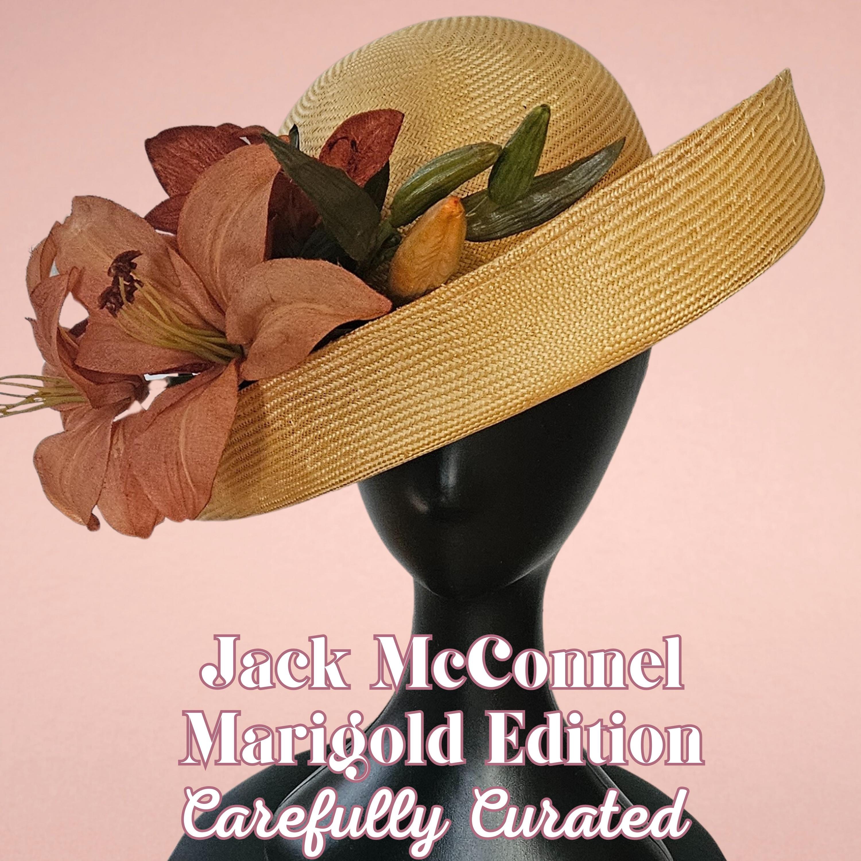 Frank Olive Metallic Gold Straw Hat Bow Detail Vintage Designer Vintage Frank Olive Straw Hat: Wide Brim Beaded Bow Formal  main image 3