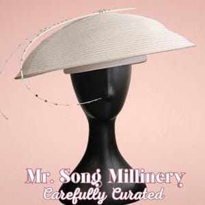 Vintage brim hat champagne cream with rhinestones 22.5 7 1/8 Mr. Song Millinery _12.JPG?set_id=880000500F main image 3