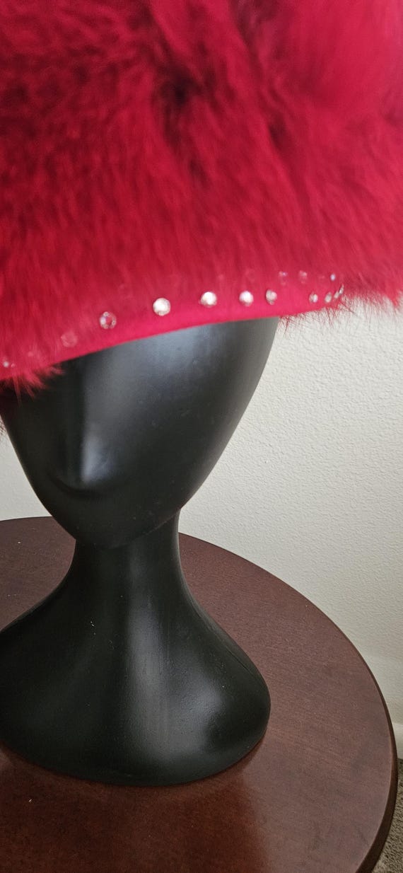 Tim Crawford Red Beret Hat, Rhinestone Beret, Designer Women’s Beret, Elegant Fashion Hat, Parisian Style Hat View 5