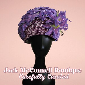 Vintage Jack McConnell Boutique Hat woven Feathers purple flowers Jack McConnell | Accessories | Vintage Jack Mcconnell  main image 4