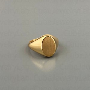 Real 14k & 18k Solid Gold Oval Signet Ring, Engraved Oval Signet Ring, Elegant Ring, Name Ring, Personalized Ring, Gold Oval Pinky Ring Gift