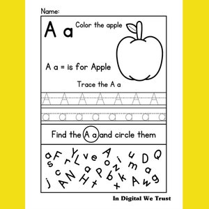 26 ABC Phonics Worksheets for Preschool & Kindergarten - Coloring - Handwriting - Find the letter
