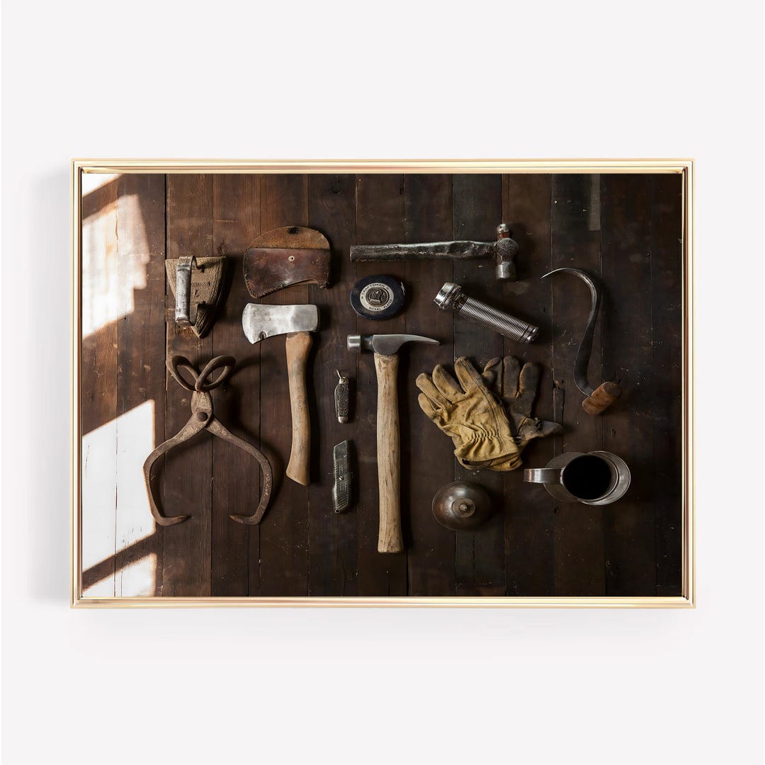 Image showcasing Vintage Tools Wall Art Printable – Rustic Workshop Art | Antique Tools ...