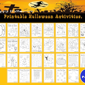 30 druckbare Halloween-Aktivitäten für Kinder, Halloween Malseiten, Halloween-Wortsuche, Halloween-Bundle
