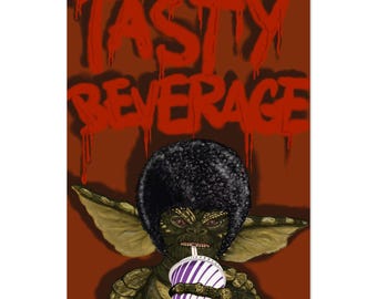 Tasty Beverage - Rich Red-Brown with Drop Shadow and Classic J5 Logo, 60x90cm, Limited Edition Run of 30.