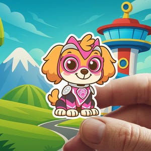 Paw Patrol Skye 02 Zuschneidbarer, wasserfester Vinyl-Aufkleber (5 x 6 cm) für Laptop, Wasserflasche und mehr!