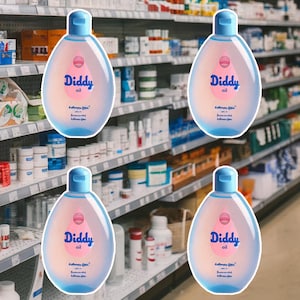 Quad (4) Diddy Baby Öl-Sticker (3 x 6 cm) - Perfekt für Partys