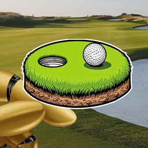 Naklejka Golf Island – Naklejka na piłkę golfową na laptopa, butelkę z wodą, wózek golfowy – Zabawny prezent golfowy, estetyczna naklejka winylowa dla golfisty 6,40 cm x 4 cm