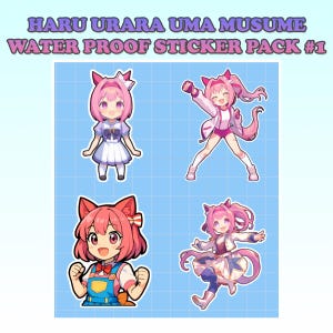 Haru Urara [4-PACK] Umamusume Pretty Derby Waterproof Vinyl Sticker (4x6 cm) – Cut-To-Size Stickers for Laptop, Waterbottle, Phones, & More!