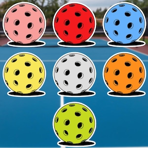 Assorted Colours 7 Pickleball Balls Durable Sticker for Water Bottles, Paddles, and Pickleball Gear – Personalizing Accessories! (7x7.27 cm)