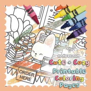 Hand Drawn Cute and Cozy Coffee Corner (Single) Printable Coloring Page