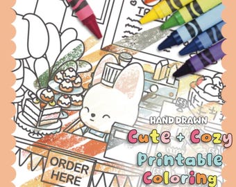 Hand Drawn | Coffee Corner Coloring Page: Bunny Chef (Printable PDF)