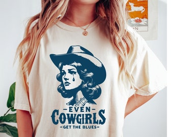 Retro Western Tee Vintage Cowgirl Shirt: Soft Washed Cotton, Relaxed Fit | Garment Dyed, Durable Stitching | Unisex S-XXL