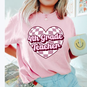 4th Grade Teacher Shirt Substitute Teacher Shirt Pink Teacher Shirts Trendy Teacher Tshirt Retro Back to school Teacher Appreciation