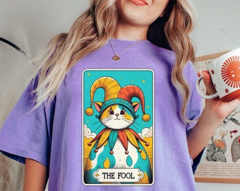 The Fool Tarot Card Shirt Cat Shirt Tarot Shirt Cat Love Shirt Witchy Shirt Comfort Colors Cat Lovers Gift Cat Tarot Whimsigoth Shirt