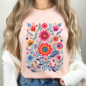 Mexicaanse volkskunst shirt Wildflower tshirt wilde bloemen shirt bloemen tshirt bloem shirt botanische shirt dames shirts beste vriend cadeau