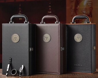 Wine packaging gift box | Custom gift box packaging | Leather packaging gift box | Wine leather box | Portable wine box custom wine box