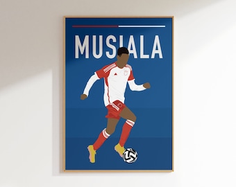 Pôster de Jamal Musiala, arte do futebol do Bayern Munchen (download digital)
