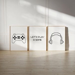 Gaming Room Decor Minimal, Gamer Poster Set, Gaming Wall Art, Gaming Gift, Games Room Wall Art, Game Controller Poster Set, Gift For Him