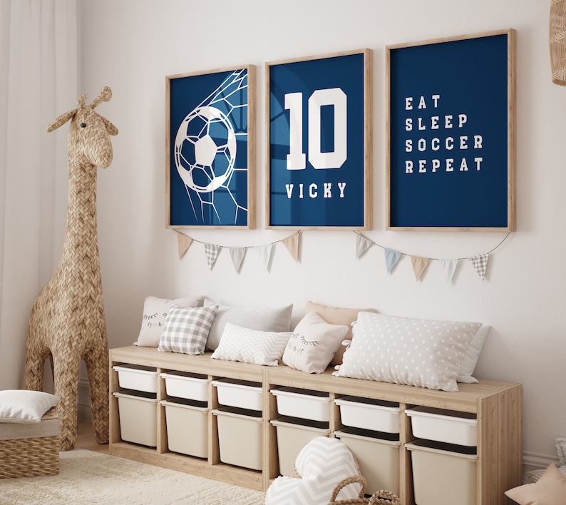 Set of 3 Soccer Wall Art Prints Personalized Soccer Prints Boys Bedroom ...