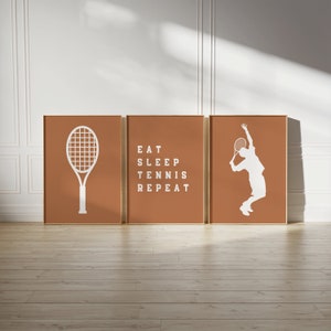 Set of 3 Tennis Wall Art Prints Personalized Tennis Prints Boys Bedroom Decor, Minimalistic Tennis Decor, Girls Room Tennis Decor