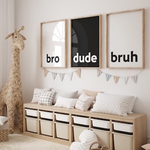 Set of 3 Boys Prints, Bro Dude Bruh Poster Set Boys Bedroom Decor, Teen Bedroom Poster, Boys Room Prints, Gaming Prints, Bro Dude Bruh decor