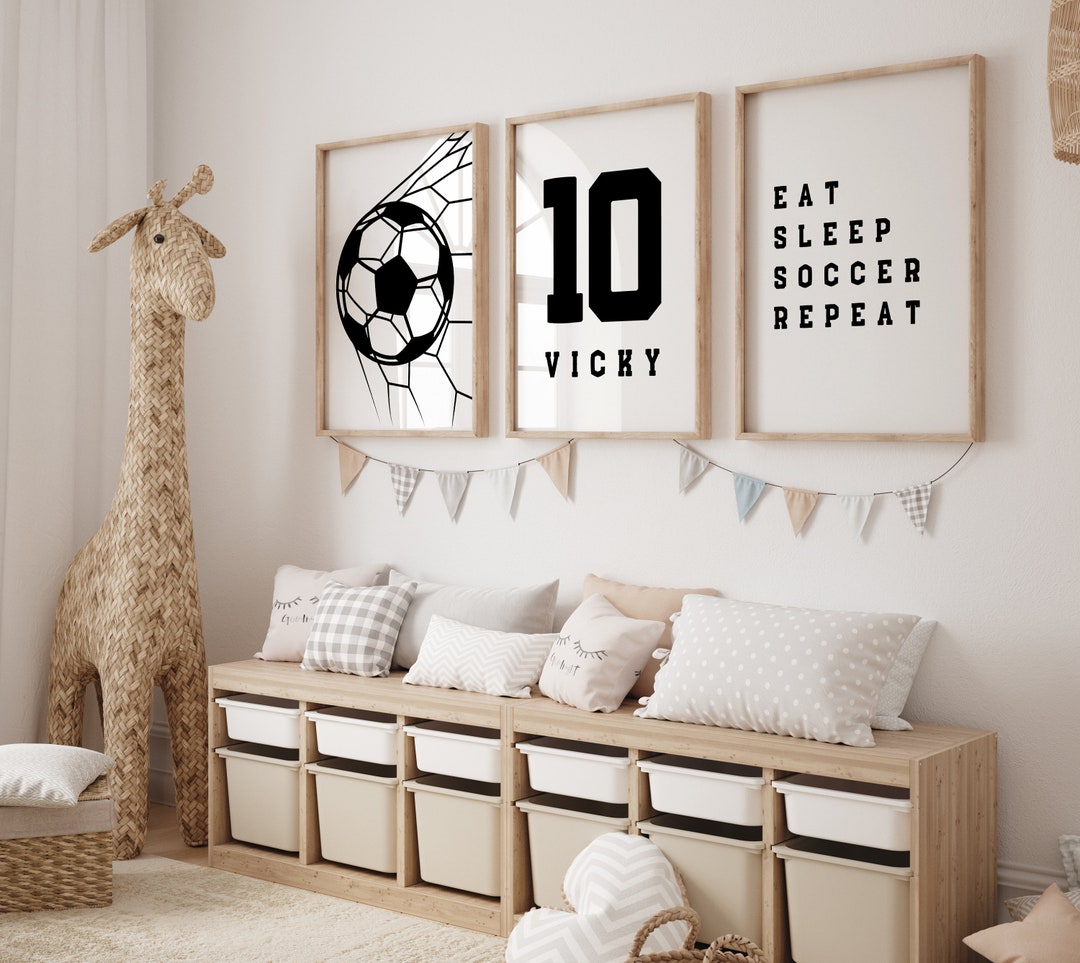 Set of 3 Soccer Wall Art Prints Personalized Soccer Prints Boys Bedroom ...