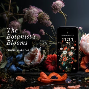 15 Blumen Handy-Hintergründe | Fine Art Wallpaper iPhone | Hübsches Smartphone Wallpaper Set | iPhone Ästhetischer Hintergrund | Blumen-Tapete