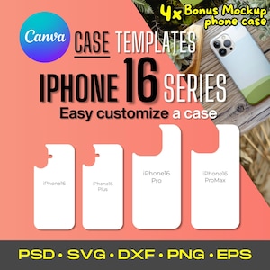 iPhone 16 Hülle Vorlagen für Sublimation und Canva anpassen, iPhone 16 Hülle Vorlagen, Telefon Hülle Vorlage, Canva bearbeitbar, circut