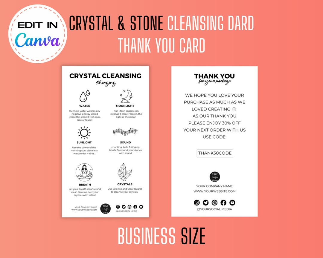 Cleanse Card Crystal Cleansing Card Template Crystal Thank You Card - Etsy
