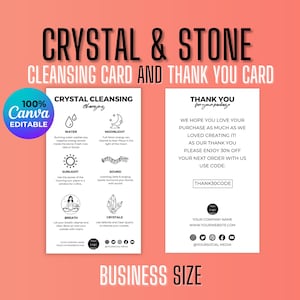 Crystal Cleansing Card template, Crystal Thank You Card, Printable Crystal Care Card, Minimalist Crystal Care Instructions