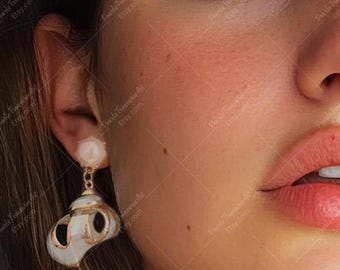 Gouden schelpoorbellen: parelstekers, boho-strandhuwelijkssieraden