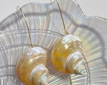 Natural Seashell Drop Earrings ,Ocean-Inspired Statement Jewelry for Summer, Handmade Shell Earrings
