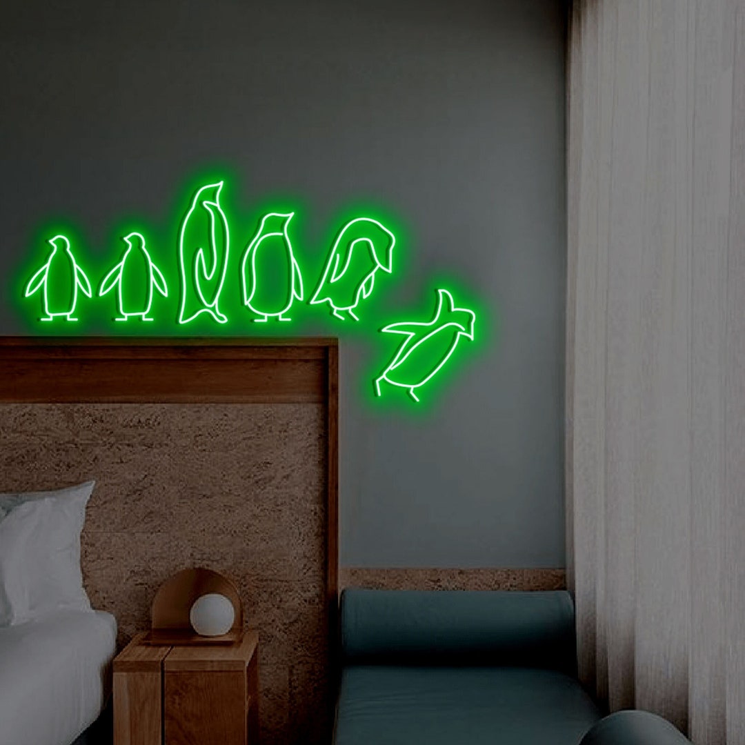 Penguin Neon Sign Abstract Bird Sign Penguin Family LED Etsy