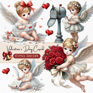 Valentinstag Amor Clipart, süße Liebe Engel PNG, Romantische Illustrationen, Karten, Einladungen, Scrapbooking, Kunsthandwerk, Liebe Clipart