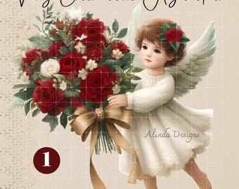 Vintage Christmas Angel Clipart: Retro Holiday PNG (Digital Download)